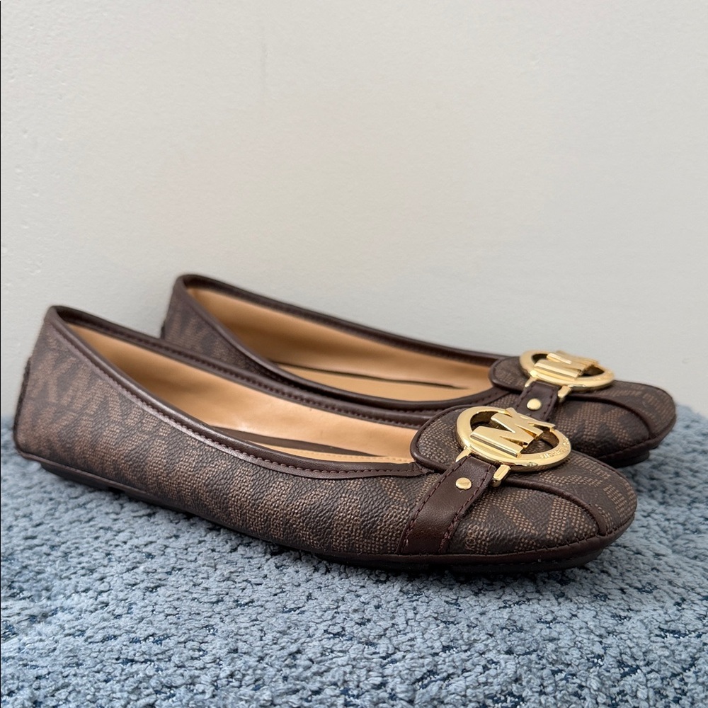 Michael Kors Dark Brown Loafers with Gold Accent